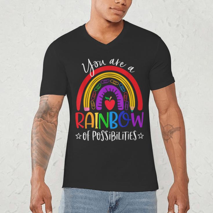 Teacher You Are a Rainbow Of Possibilities Funny Men's V-Neck T-Shirt, novelty gifts, funny gifts Teacher You Are a Rainbow Of Possibilities Funny Men's V-Neck T-Shirt, novelty gifts, funny gifts