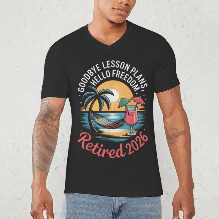 Teacher Retirement Shirts 2026 Goodbye Lesson Hello Freedom Men's V-Neck T-Shirt, novelty gifts, funny gifts