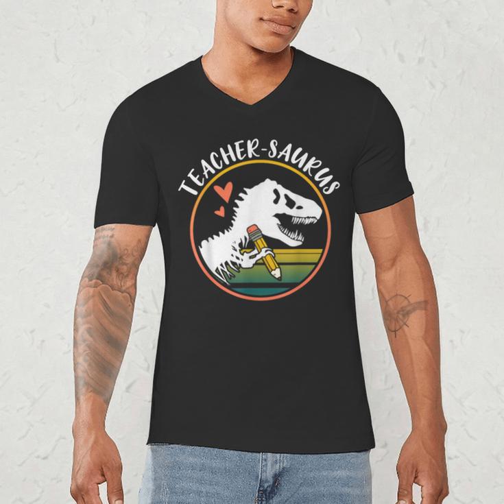 Teacher-Saurus Dinosaur Teacher Design T-Rex Design Men's V-Neck T-Shirt, novelty gifts, funny gifts Teacher-Saurus Dinosaur Teacher Design T-Rex Design Men's V-Neck T-Shirt, novelty gifts, funny gifts