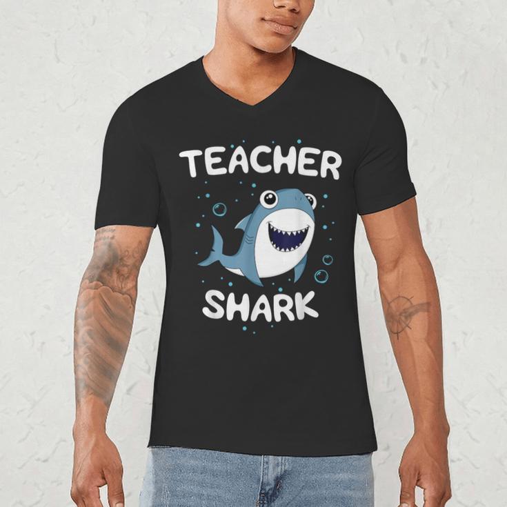 Teacher Shark Teaching Back To School Kindergarten Men's V-Neck T-Shirt, novelty gifts, funny gifts