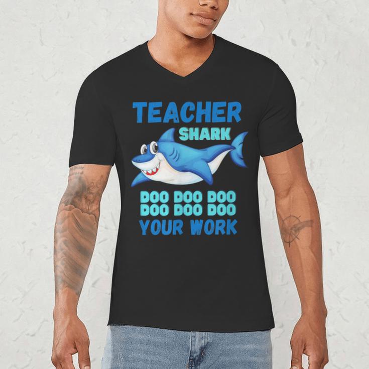 Teacher Shark Do Your Work Men's V-Neck T-Shirt, novelty gifts, funny gifts