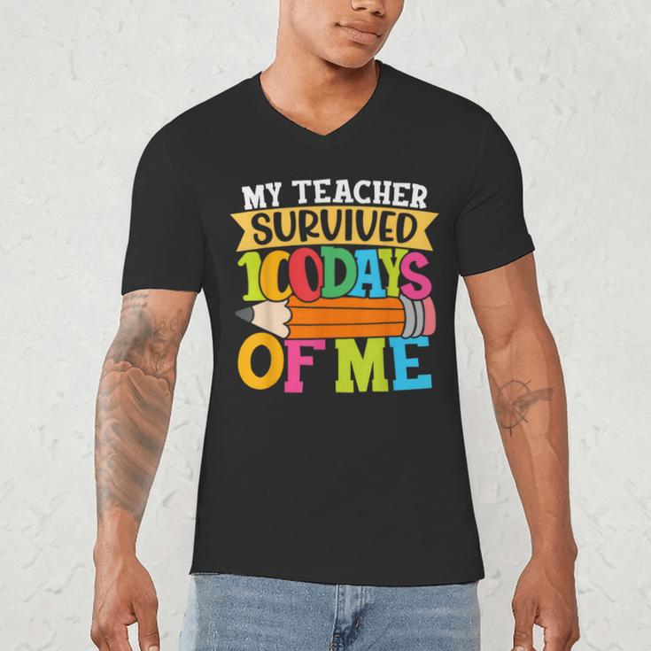 My Teacher Survived 100 Days Of Me 100th Day Of School Kids Men's V-Neck T-Shirt, novelty gifts, funny gifts My Teacher Survived 100 Days Of Me 100th Day Of School Kids Men's V-Neck T-Shirt, novelty gifts, funny gifts