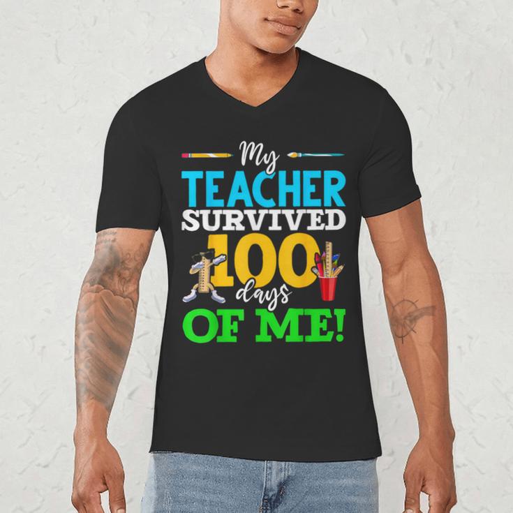 My Teacher Survived 100 Days Of Me Dab 100 Days Of School For Men Women Kids Men's V-Neck T-Shirt, novelty gifts, funny gifts My Teacher Survived 100 Days Of Me Dab 100 Days Of School For Men Women Kids Men's V-Neck T-Shirt, novelty gifts, funny gifts