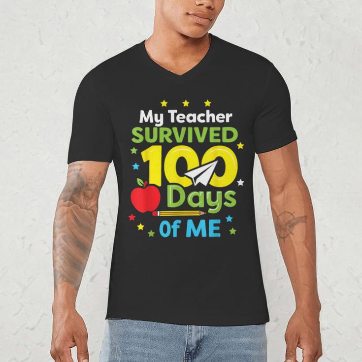 My Teacher Survived 100 Days Of Me Men's V-Neck T-Shirt, novelty gifts, funny gifts My Teacher Survived 100 Days Of Me Men's V-Neck T-Shirt, novelty gifts, funny gifts