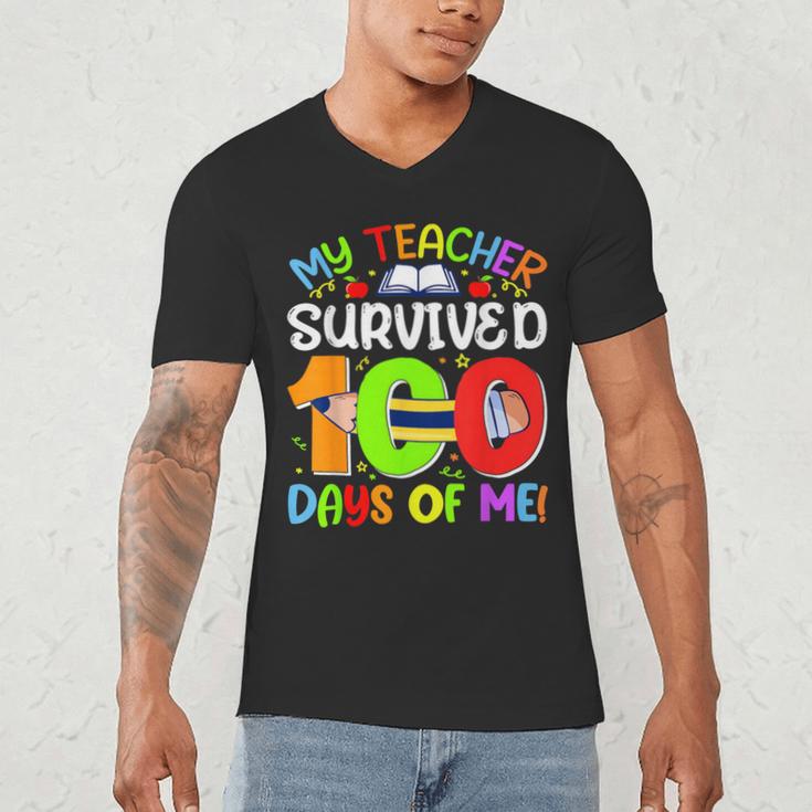 My Teacher Survived 100 Days Of Me 100 Days Of School Men's V-Neck T-Shirt, novelty gifts, funny gifts My Teacher Survived 100 Days Of Me 100 Days Of School Men's V-Neck T-Shirt, novelty gifts, funny gifts