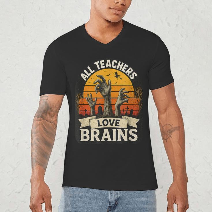 Teacher All Teachers Love Brains Halloween Men's V-Neck T-Shirt, novelty gifts, funny gifts Teacher All Teachers Love Brains Halloween Men's V-Neck T-Shirt, novelty gifts, funny gifts
