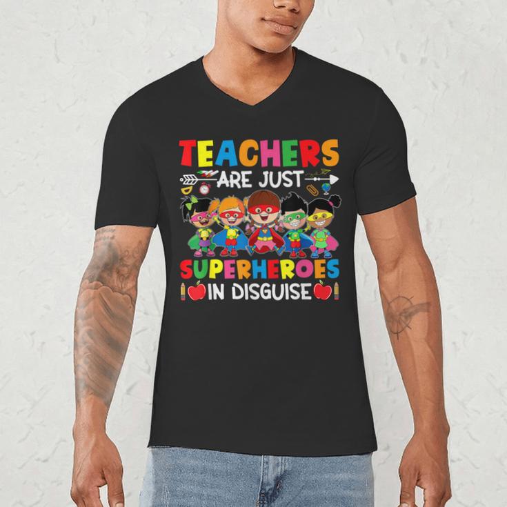 Teachers Are Just Superheroes In Disguise Back To School Men's V-Neck T-Shirt, novelty gifts, funny gifts Teachers Are Just Superheroes In Disguise Back To School Men's V-Neck T-Shirt, novelty gifts, funny gifts
