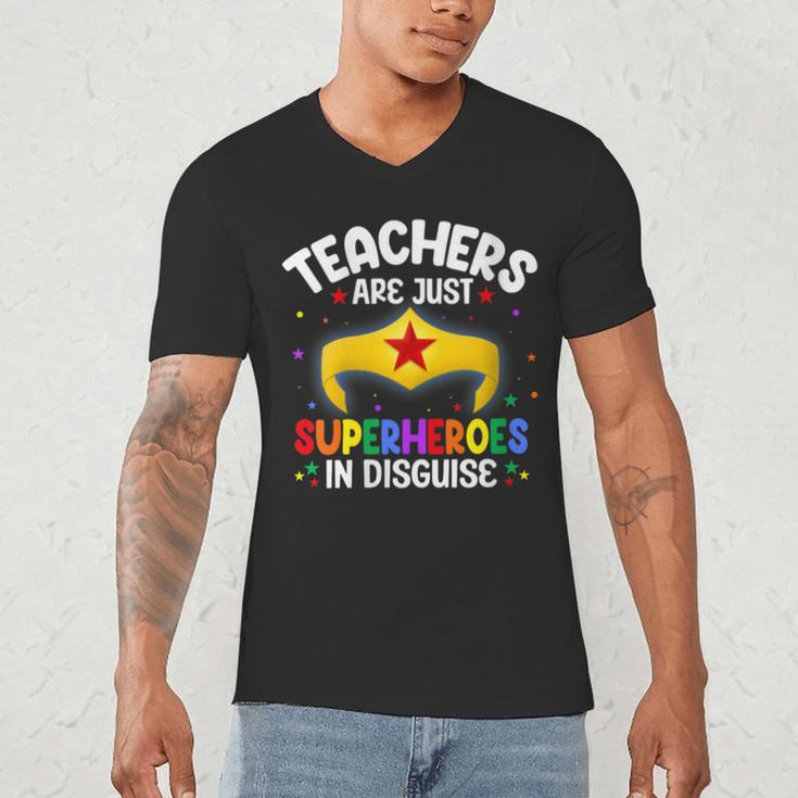 Teachers Are Just Superheroes In Disguise School Women Men Men's V-Neck T-Shirt, novelty gifts, funny gifts Teachers Are Just Superheroes In Disguise School Women Men Men's V-Neck T-Shirt, novelty gifts, funny gifts