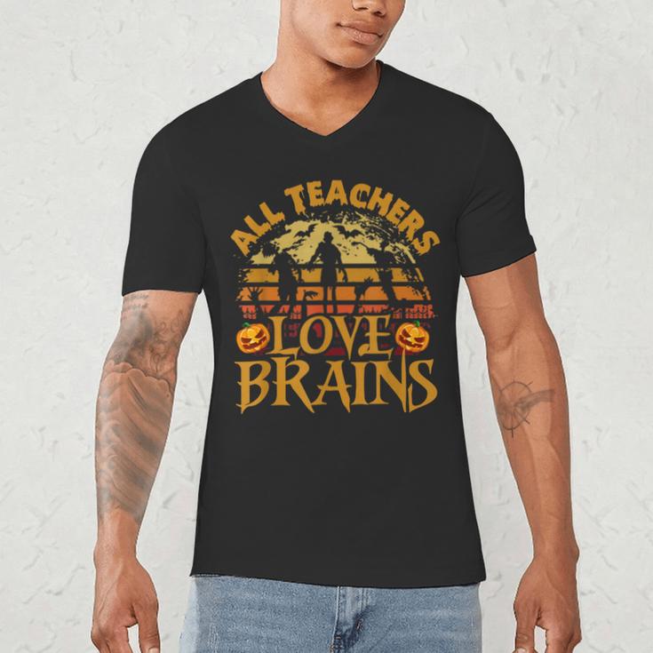 All Teachers Love Brains School Halloween Costume Men's V-Neck T-Shirt, novelty gifts, funny gifts