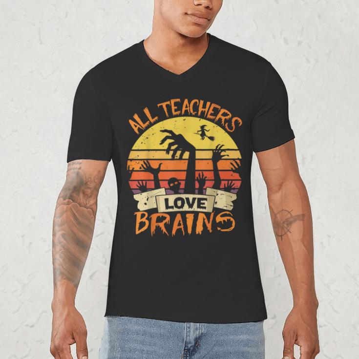 All Teachers Love Brains Shirt Halloween Teachers Men's V-Neck T-Shirt, novelty gifts, funny gifts All Teachers Love Brains Shirt Halloween Teachers Men's V-Neck T-Shirt, novelty gifts, funny gifts