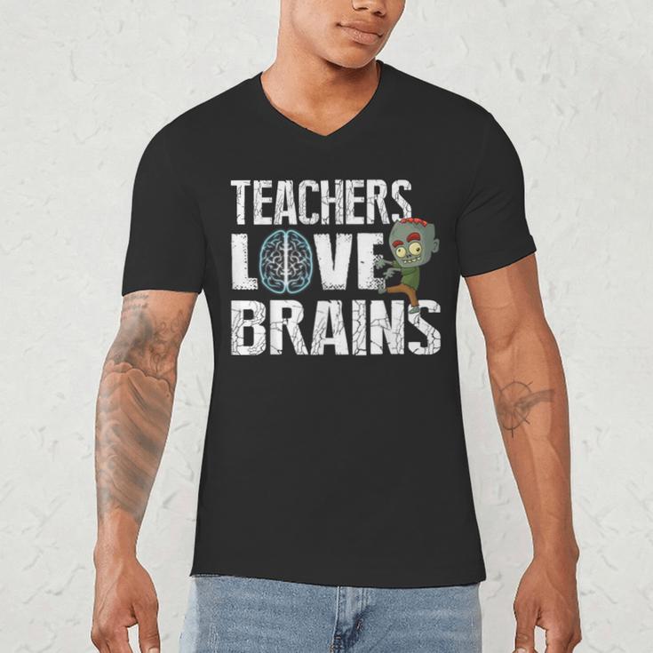 Teachers Love Brains Zombie Halloween Hilarious Men's V-Neck T-Shirt, novelty gifts, funny gifts Teachers Love Brains Zombie Halloween Hilarious Men's V-Neck T-Shirt, novelty gifts, funny gifts