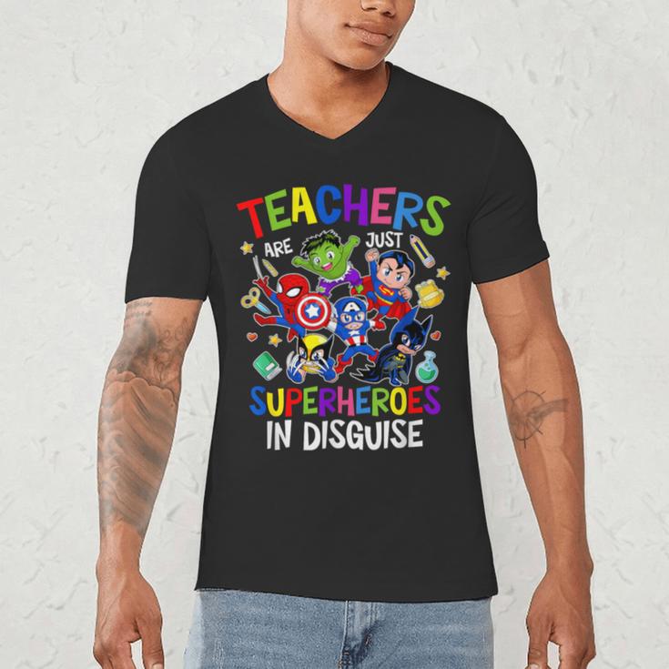 Teachers Are Superheroes Back To School Men's V-Neck T-Shirt, novelty gifts, funny gifts