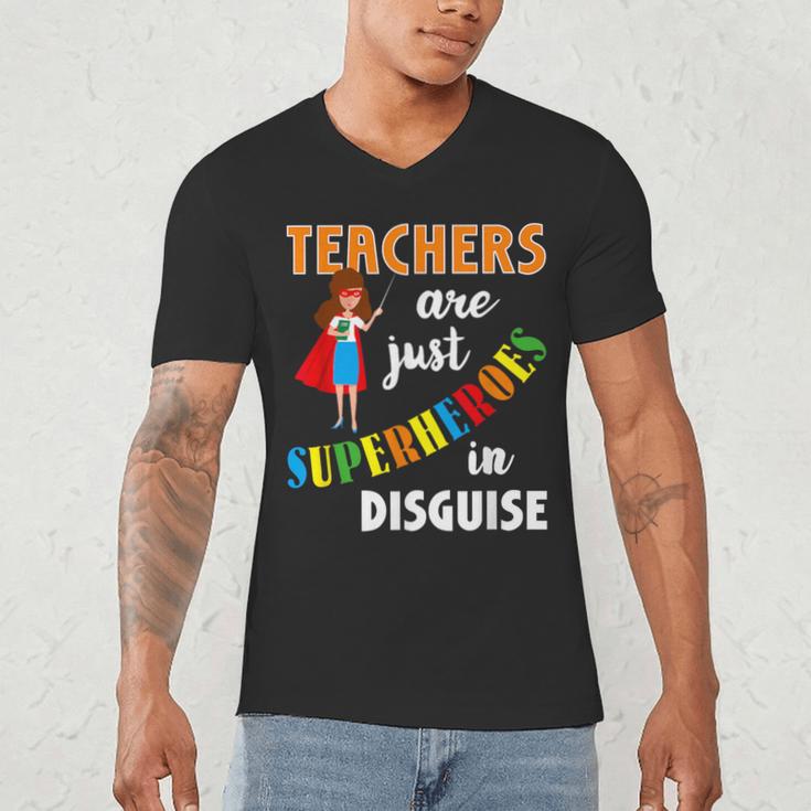 Teachers Are Superheroes Graduation School Teachers Men's V-Neck T-Shirt, novelty gifts, funny gifts