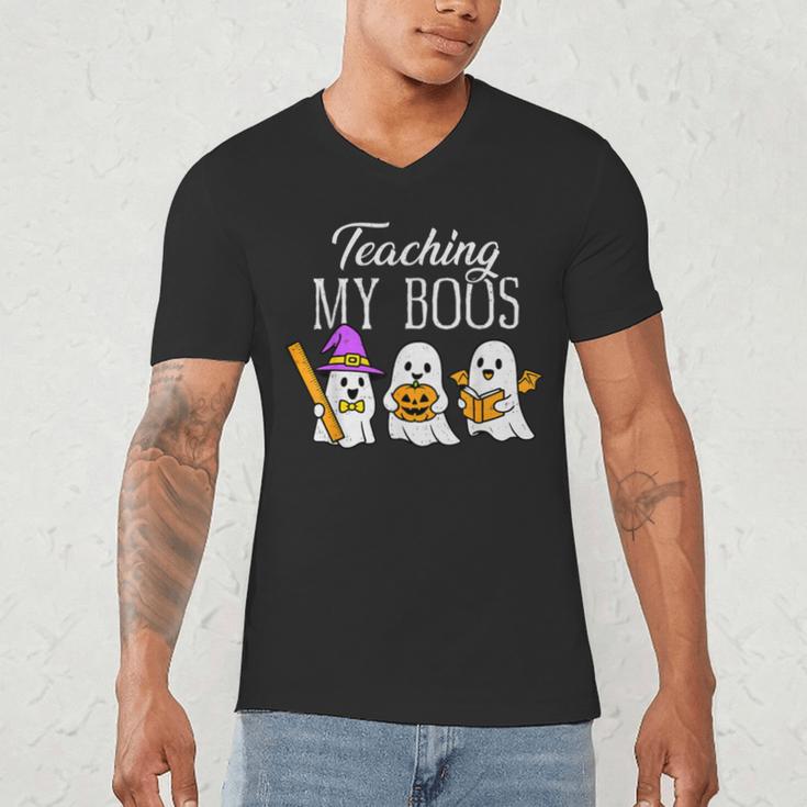 Teaching My Boos Ghost Teacher Halloween Spooky Educator Men's V-Neck T-Shirt, novelty gifts, funny gifts Teaching My Boos Ghost Teacher Halloween Spooky Educator Men's V-Neck T-Shirt, novelty gifts, funny gifts