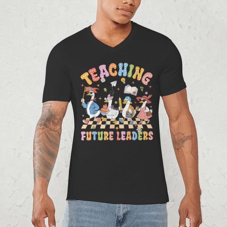 Teaching Future Leaders Teacher Back To School Cute Goose Men's V-Neck T-Shirt, novelty gifts, funny gifts Teaching Future Leaders Teacher Back To School Cute Goose Men's V-Neck T-Shirt, novelty gifts, funny gifts