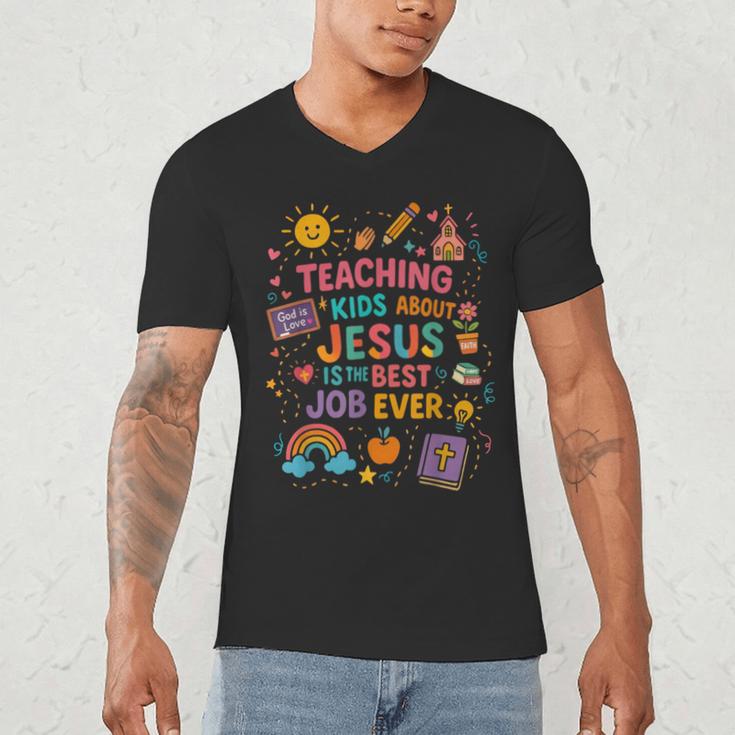 Teaching Kids About Jesus Is The Best Job Ever Bible Teacher Men's V-Neck T-Shirt, novelty gifts, funny gifts Teaching Kids About Jesus Is The Best Job Ever Bible Teacher Men's V-Neck T-Shirt, novelty gifts, funny gifts
