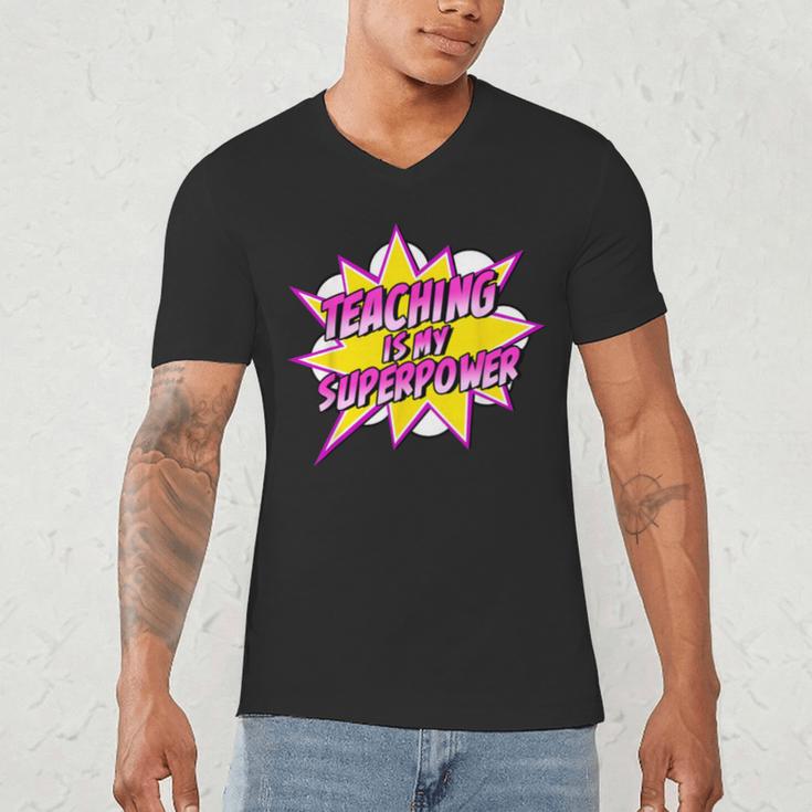 Teaching Is My Superpower Retro Comic Super Teacher Men's V-Neck T-Shirt, novelty gifts, funny gifts Teaching Is My Superpower Retro Comic Super Teacher Men's V-Neck T-Shirt, novelty gifts, funny gifts