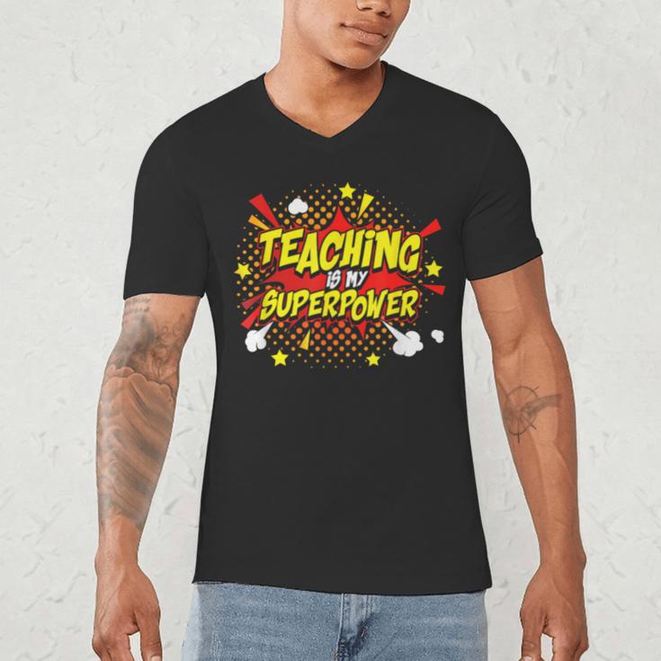 Teaching Is My Superpower Retro Comic Teacher Men's V-Neck T-Shirt, novelty gifts, funny gifts Teaching Is My Superpower Retro Comic Teacher Men's V-Neck T-Shirt, novelty gifts, funny gifts