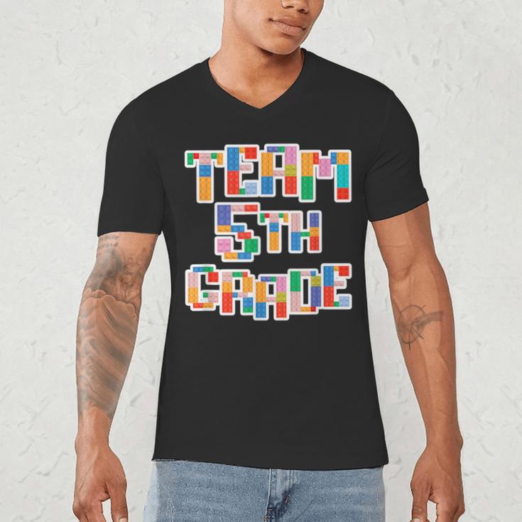 Team 5th Grade Building Blocks Bricks Theme Teacher Team For Men Women Kids Men's V-Neck T-Shirt, novelty gifts, funny gifts Team 5th Grade Building Blocks Bricks Theme Teacher Team For Men Women Kids Men's V-Neck T-Shirt, novelty gifts, funny gifts