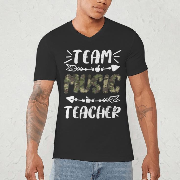 Team Music Teacher Camo Teacher Student Back To School Men's V-Neck T-Shirt, novelty gifts, funny gifts