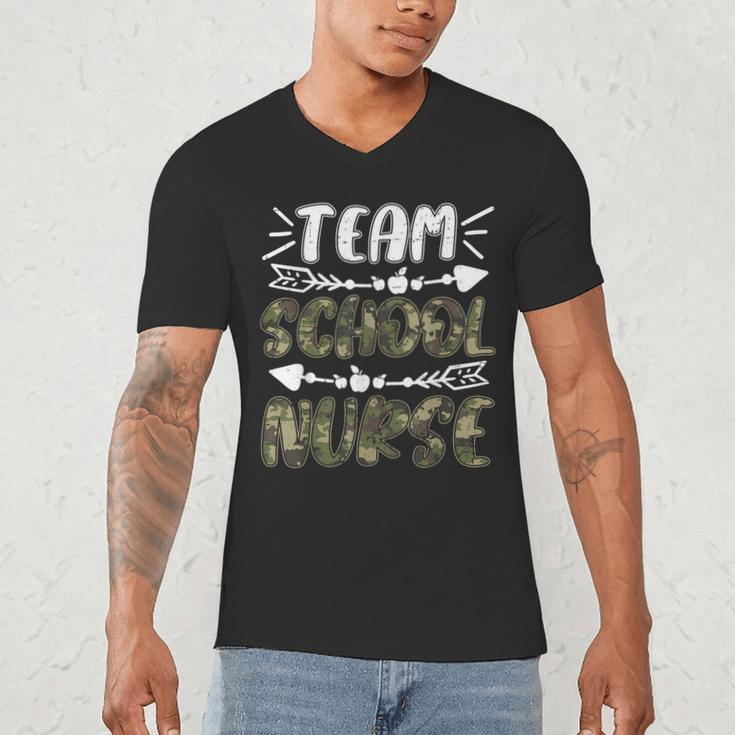 Team School Nurse Camo Teacher Student Back To School For Men Women Men's V-Neck T-Shirt, novelty gifts, funny gifts