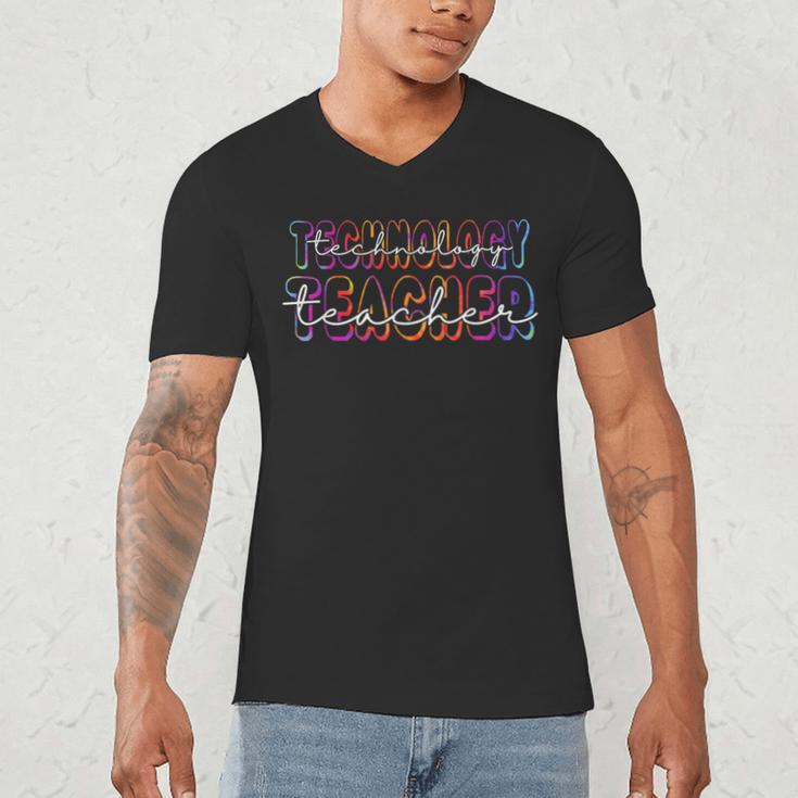 Technology Teacher Student First Day Back To School Tie Dye For Men Women Girls Kids Men's V-Neck T-Shirt, novelty gifts, funny gifts Technology Teacher Student First Day Back To School Tie Dye For Men Women Girls Kids Men's V-Neck T-Shirt, novelty gifts, funny gifts