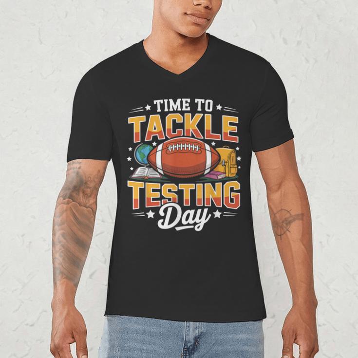 Test Day State Football Tackle Testing Day Sports Teacher Men's V-Neck T-Shirt, novelty gifts, funny gifts