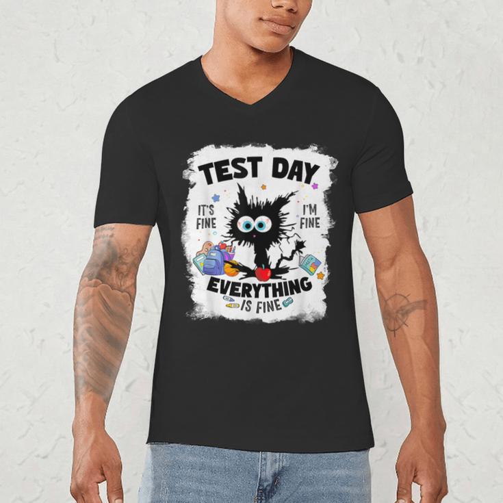 Test Day Stressed Cat Teacher Student Kids Testing Day Men's V-Neck T-Shirt, novelty gifts, funny gifts Test Day Stressed Cat Teacher Student Kids Testing Day Men's V-Neck T-Shirt, novelty gifts, funny gifts