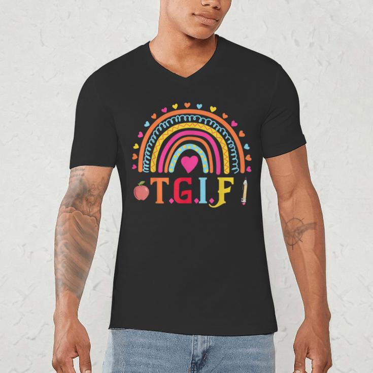 TGIF Teacher Appreciation Alphabet Thank God It's Friday For Men Women Girls Kids Men's V-Neck T-Shirt, novelty gifts, funny gifts