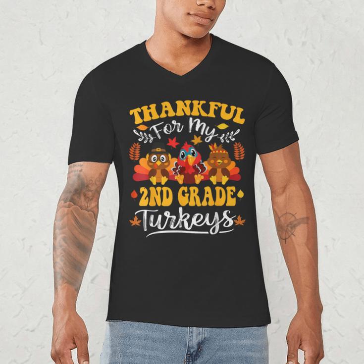 Thankful For My 2nd Grade Turkeys Thanksgiving Teacher Fall Men's V-Neck T-Shirt, novelty gifts, funny gifts Thankful For My 2nd Grade Turkeys Thanksgiving Teacher Fall Men's V-Neck T-Shirt, novelty gifts, funny gifts