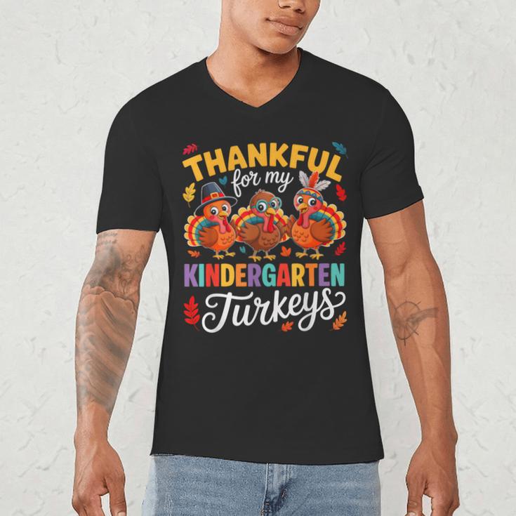 Thankful For My Kindergarten Turkeys Thanksgiving Teacher Men's V-Neck T-Shirt, novelty gifts, funny gifts Thankful For My Kindergarten Turkeys Thanksgiving Teacher Men's V-Neck T-Shirt, novelty gifts, funny gifts