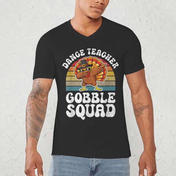 Thanksgiving Dance Teacher Gobble Squad Turkey Men's V-Neck T-Shirt, novelty gifts, funny gifts