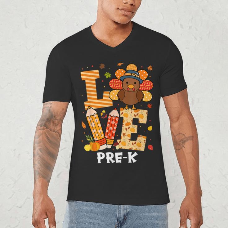 Thanksgiving Love Pre-K Teacher Turkey Autumn Fall For Men Women Girls Kids Men's V-Neck T-Shirt, novelty gifts, funny gifts