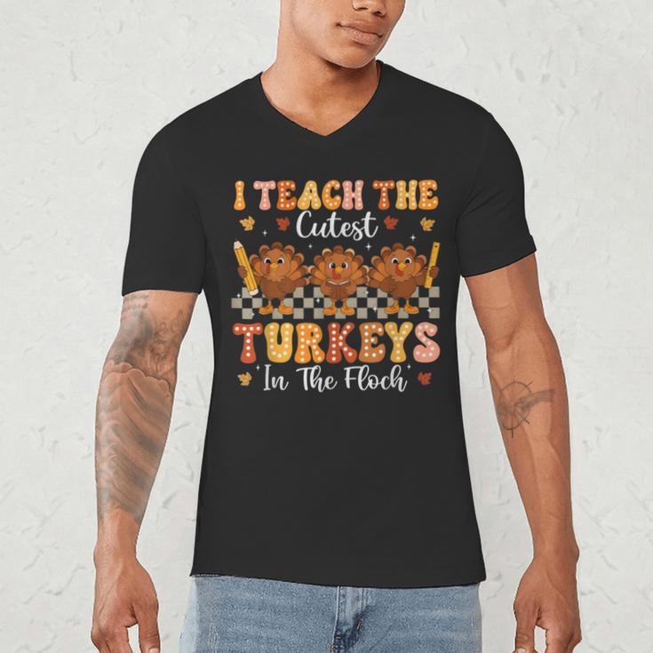 Thanksgiving Teacher I Teach The Cutest Turkeys In The Flock Men's V-Neck T-Shirt, novelty gifts, funny gifts Thanksgiving Teacher I Teach The Cutest Turkeys In The Flock Men's V-Neck T-Shirt, novelty gifts, funny gifts