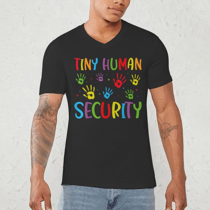 Tiny Human Security Preschool Childcare Teacher Babysitters Men's V-Neck T-Shirt, novelty gifts, funny gifts
