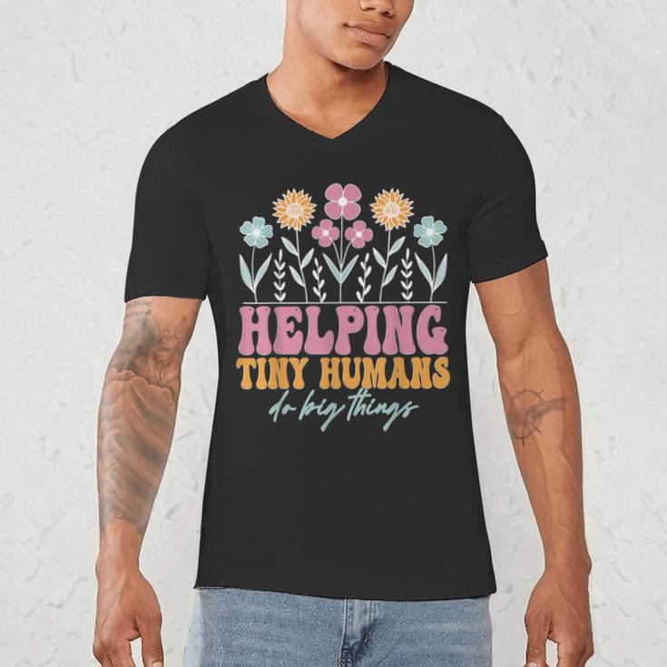 Tiny People Help Do Big Things Nursery Teacher Men's V-Neck T-Shirt, novelty gifts, funny gifts