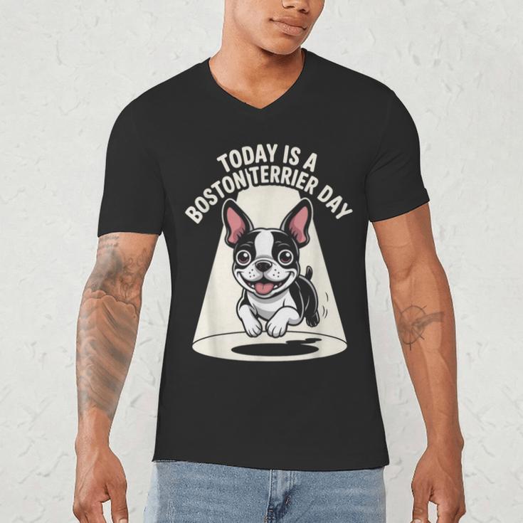 Today Is A Boston Terrier Day Cute Dog Lover Cartoon Men's V-Neck T-Shirt, novelty gifts, funny gifts