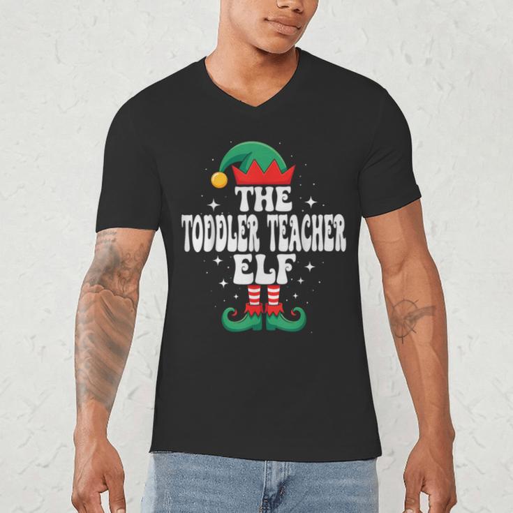 The Toddler Teacher Elf Christmas Matching Family Men's V-Neck T-Shirt, novelty gifts, funny gifts