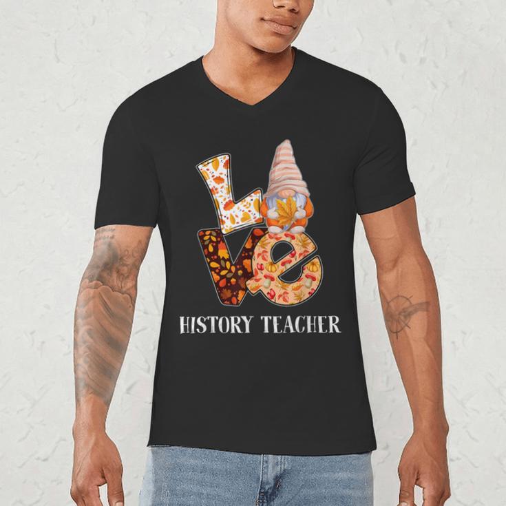 History Teacher Love Autumn Fall Gnome For Teachers For Men Women Men's V-Neck T-Shirt, novelty gifts, funny gifts