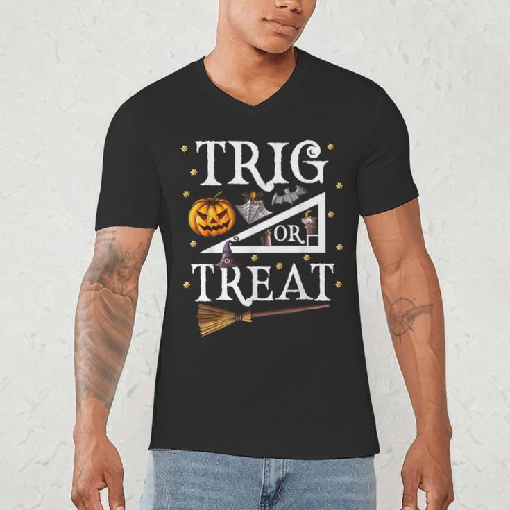 Trig Or Treat Shirt Halloween Math Teacher School College Men Women Kids Men's V-Neck T-Shirt, novelty gifts, funny gifts