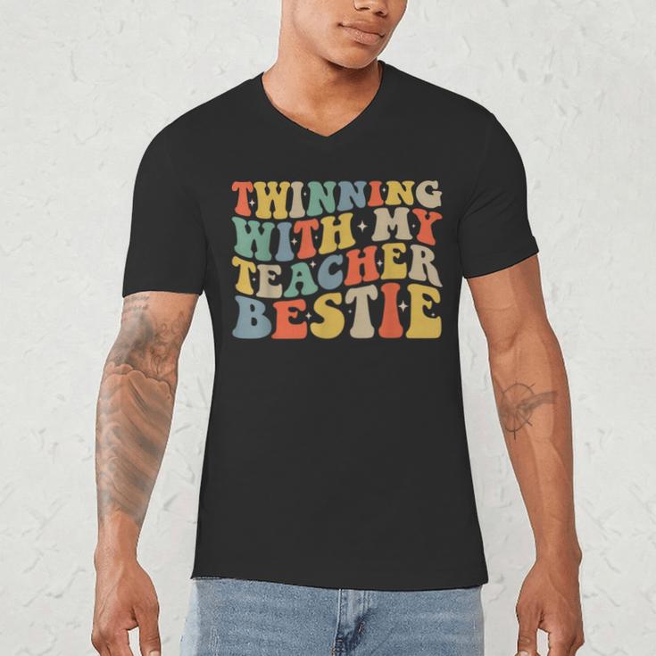 Twin Day Friends Teacher Twinning With My Bestie Matching Men's V-Neck T-Shirt, novelty gifts, funny gifts Twin Day Friends Teacher Twinning With My Bestie Matching Men's V-Neck T-Shirt, novelty gifts, funny gifts