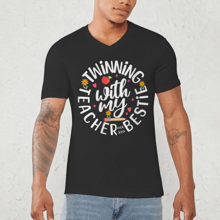 Twin Day For Spirit Week Teacher Bestie Matching Men's V-Neck T-Shirt, novelty gifts, funny gifts Twin Day For Spirit Week Teacher Bestie Matching Men's V-Neck T-Shirt, novelty gifts, funny gifts