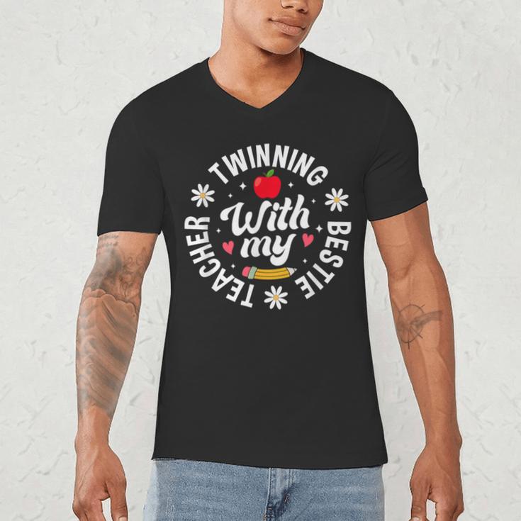 Twin Day Teacher Twinning With My Bestie Matching For Men Women Men's V-Neck T-Shirt, novelty gifts, funny gifts Twin Day Teacher Twinning With My Bestie Matching For Men Women Men's V-Neck T-Shirt, novelty gifts, funny gifts