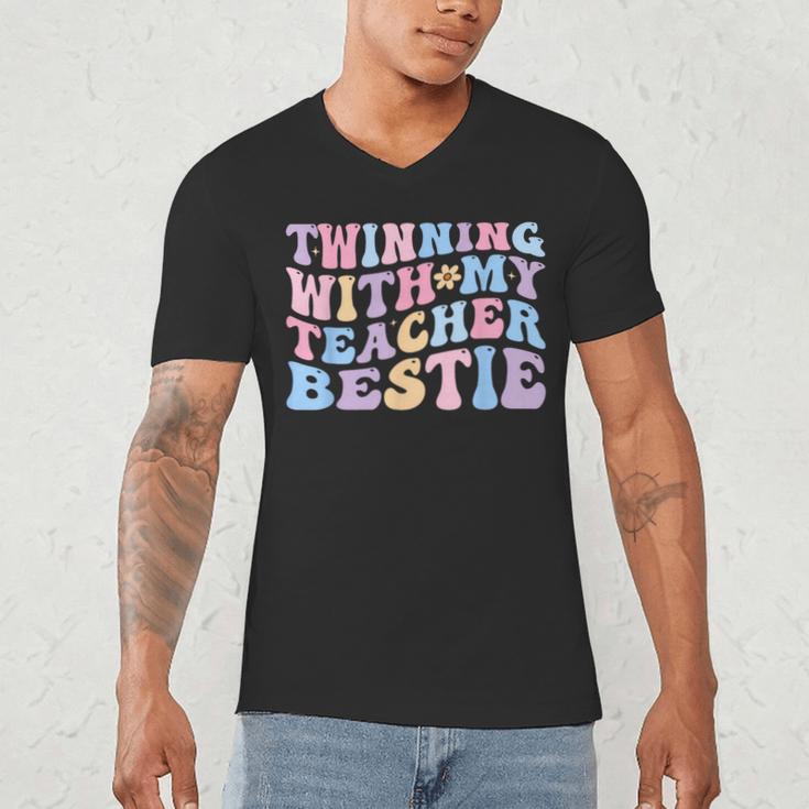Twinning With My Teacher Bestie Teaching Partner Men's V-Neck T-Shirt, novelty gifts, funny gifts Twinning With My Teacher Bestie Teaching Partner Men's V-Neck T-Shirt, novelty gifts, funny gifts