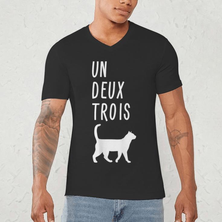 Un Deux Trois Cat Shirt French Teacher Men's V-Neck T-Shirt, novelty gifts, funny gifts