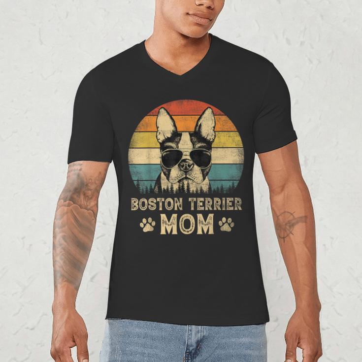 Vintage Boston Terrier Mom Dog Lovers Mother's Day Men's V-Neck T-Shirt, novelty gifts, funny gifts