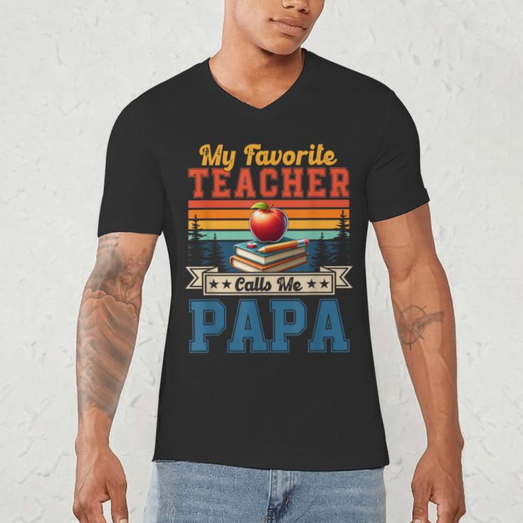 Vintage Retro My Favorite Teacher Calls Me Papa Father's Day Men's V-Neck T-Shirt, novelty gifts, funny gifts Vintage Retro My Favorite Teacher Calls Me Papa Father's Day Men's V-Neck T-Shirt, novelty gifts, funny gifts