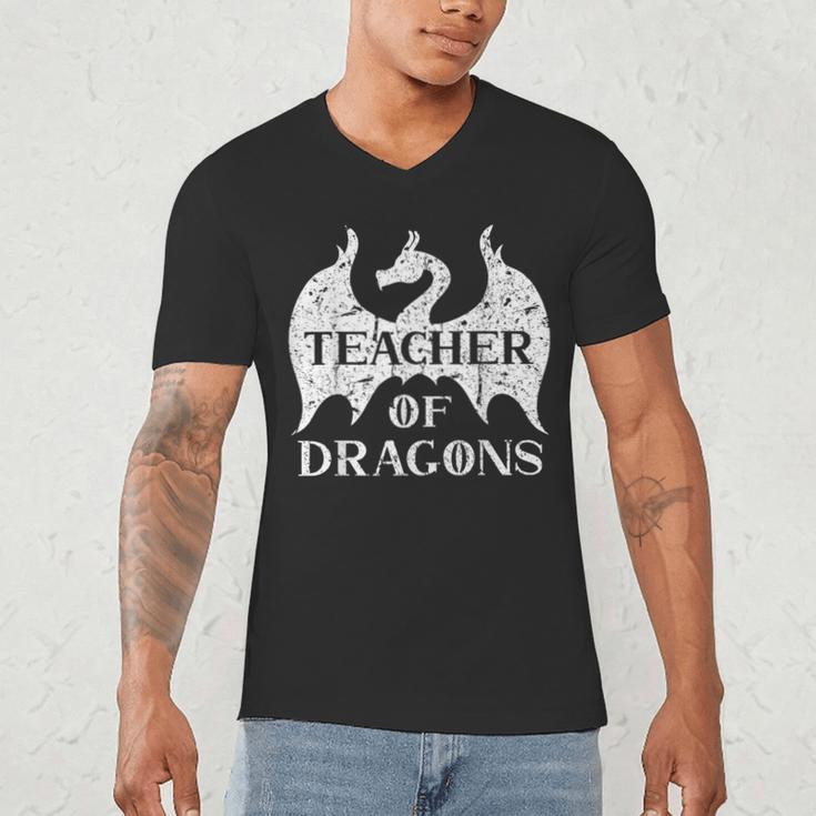 Vintage Teacher Of Dragons Quotes Teacher Student Men's V-Neck T-Shirt, novelty gifts, funny gifts