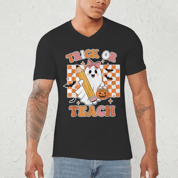 Vintage Teacher Shirt Women Trick Or Teach Halloween Men's V-Neck T-Shirt, novelty gifts, funny gifts Vintage Teacher Shirt Women Trick Or Teach Halloween Men's V-Neck T-Shirt, novelty gifts, funny gifts