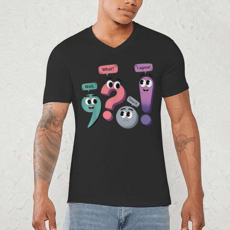 Wait What Stop It I Agree Grammar English Teacher Men's V-Neck T-Shirt, novelty gifts, funny gifts